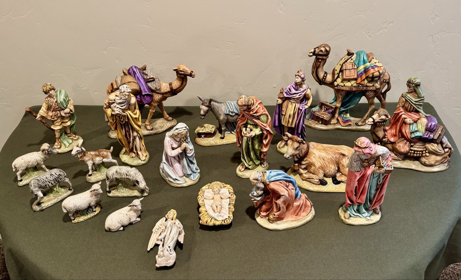 Large Vintage 20 Piece Ceramic Nativity Set for Christmas