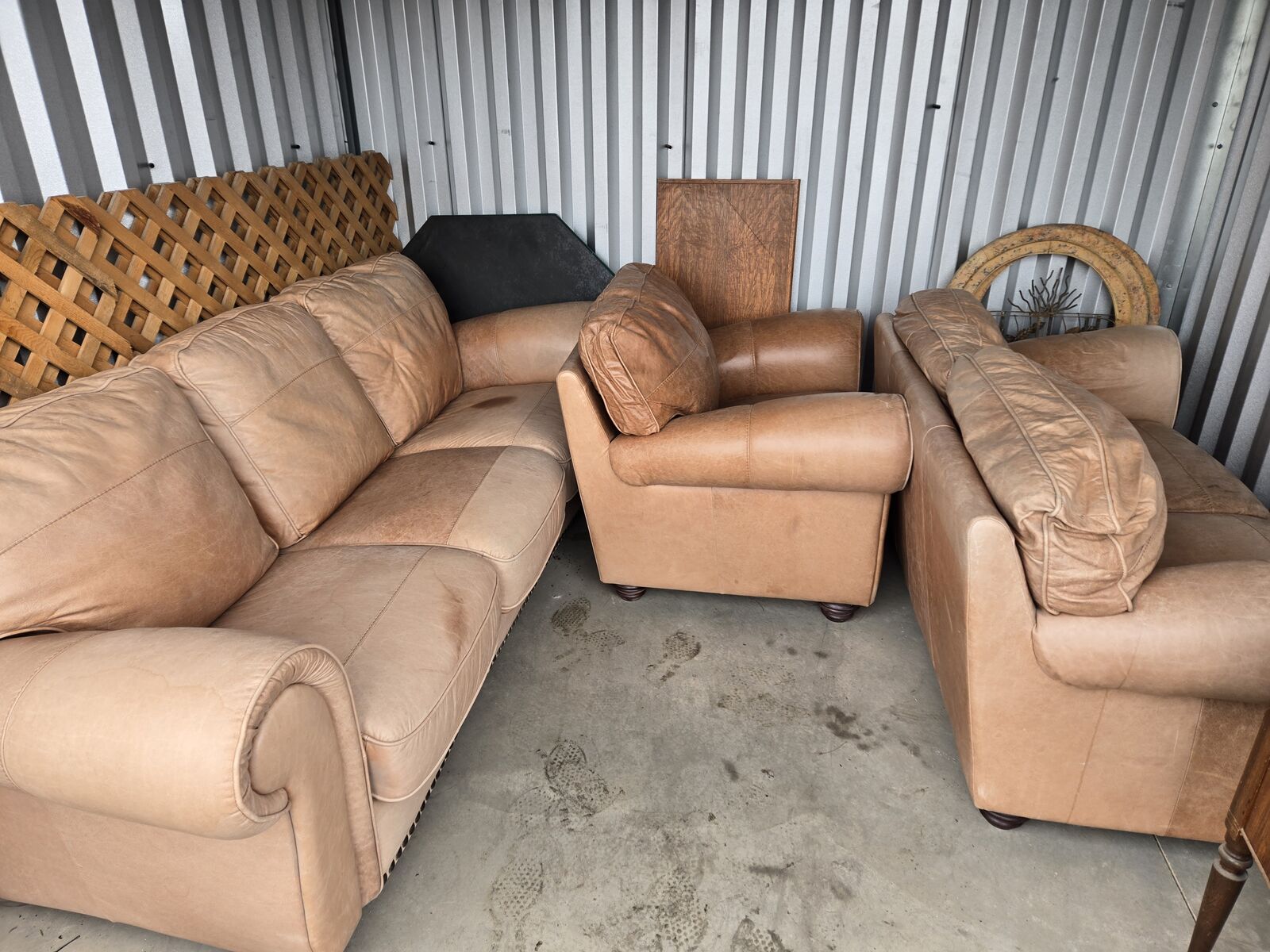 Leather couch loveseat chair.Free