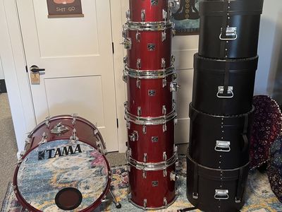 Vintage 1983/1984 Tama Superstar 8-Piece Shell Pack - Candy Apple Red - Made in Japan - 5-Piece Anvil Fibre Cases