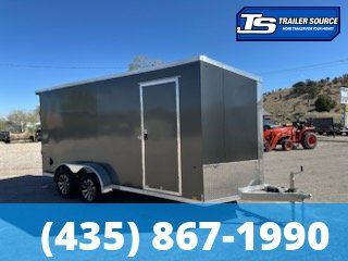 7x16 Look Vision Aluminum Enclosed Car Hauler Trailer - 7'0" Interior - 7K GVWR - Alloy Wheels, Rear Spoiler w/ Load Lights