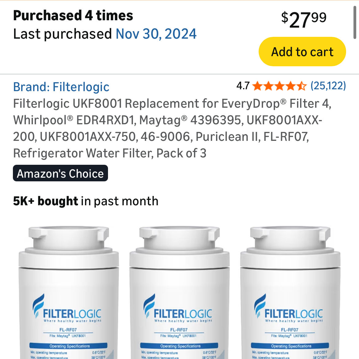 Whirlpool/Maytag Fridge Water Filters