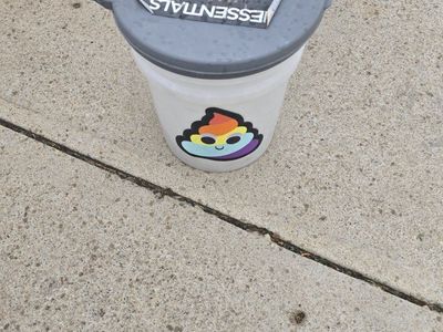 Essentials Portable Toilet Lid & Seat for 5-Gallon Bucket Camping/Emergency Rainbow Poop Emoji