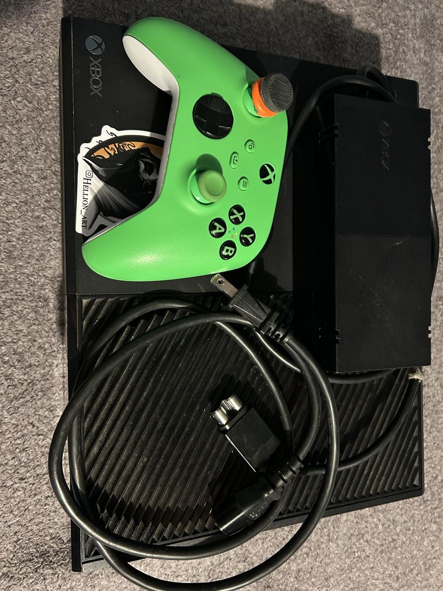 Microsoft Xbox One with Green Wireless Controller, Power Supply,