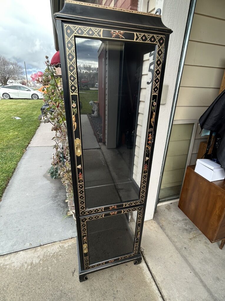 Jasper Lacquer Oriental Chinoiserie China Cabinet