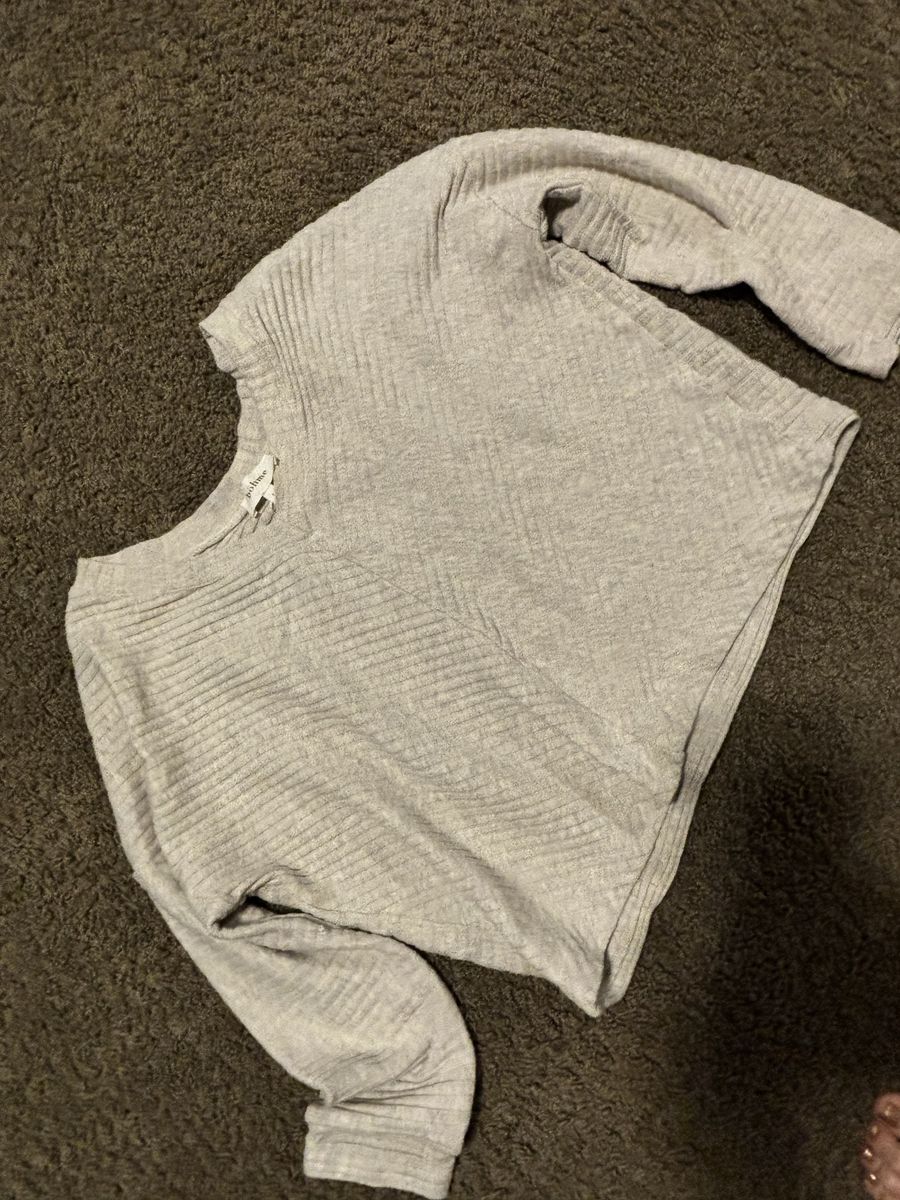 Bohme  Gray Ribbed Knit Long Sleeve Sweater Top Size S