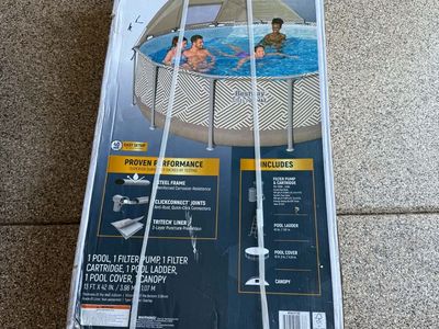 Bestway Steel Pro Max 13 ft x 42 in Above Ground Pool Set with Pump, Canopy & Cover