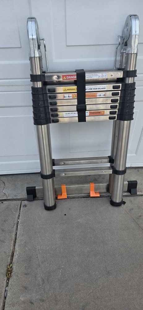 Dezex 2.5M Telescopic Aluminum A-Frame & Extension Ladder - Multi-Purpose, Compact