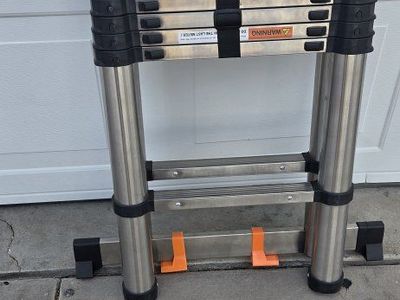 Dezex 2.5M Telescopic Aluminum A-Frame & Extension Ladder - Multi-Purpose, Compact