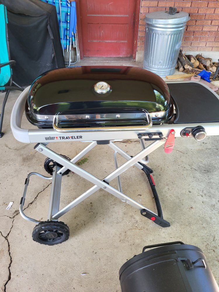 Weber Traveler Portable Gas Grill - Black, Foldable Design