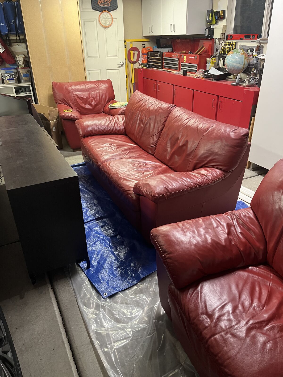 3pc Leather Sofa Loveseat & Chair