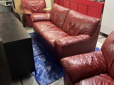 3pc Leather Sofa Loveseat & Chair