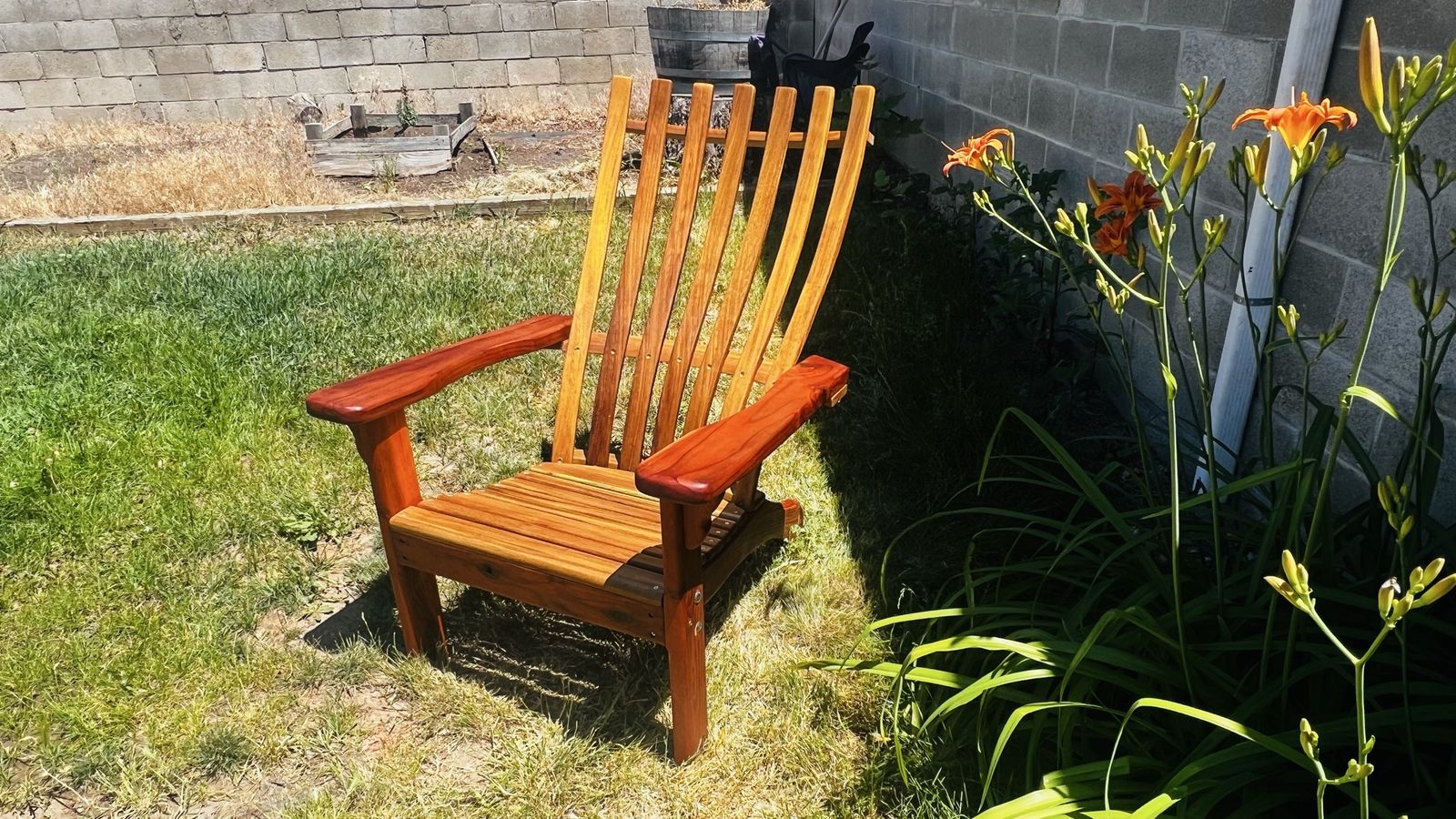 Adirondack-Style Outdoor Chair - Durable Comfortable Hardwood