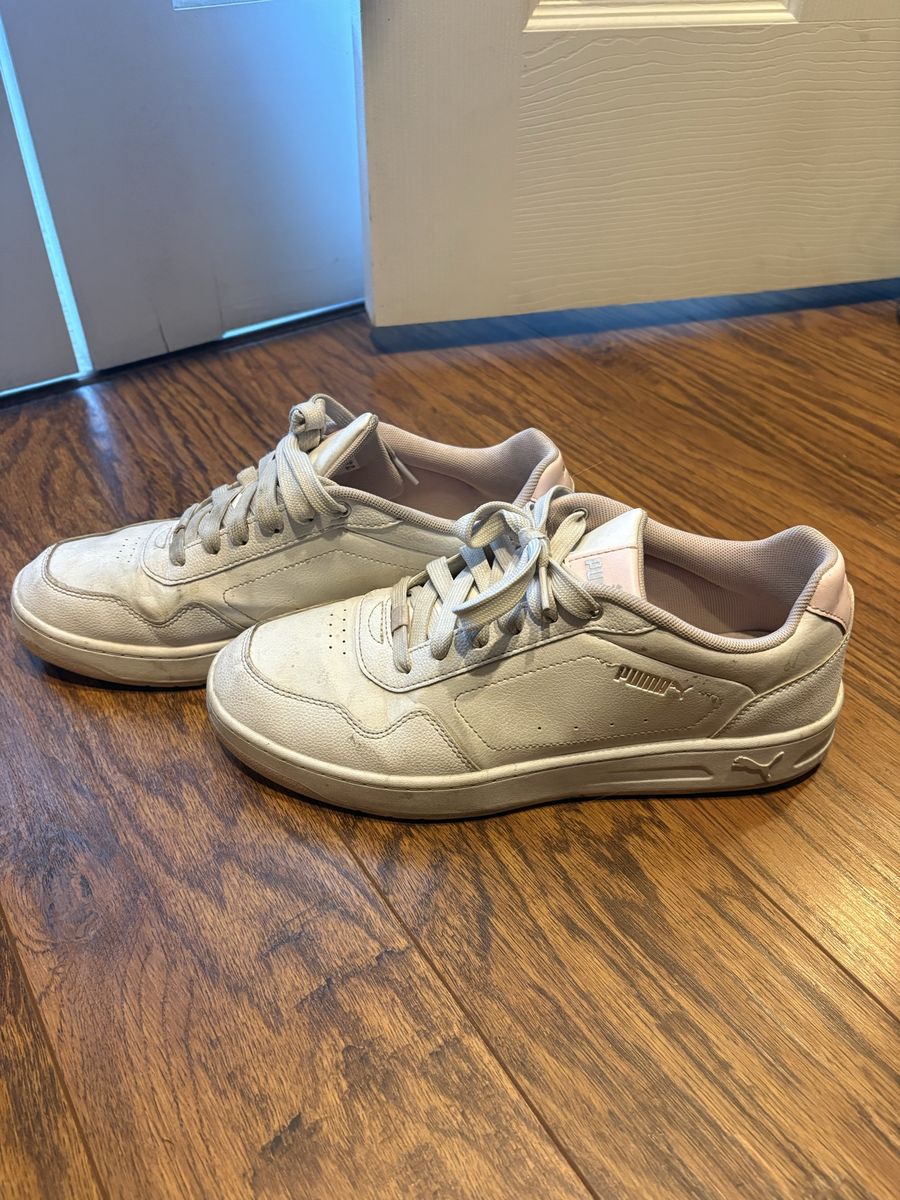 Puma White and Pink Casual Sneakers Women's Size 10