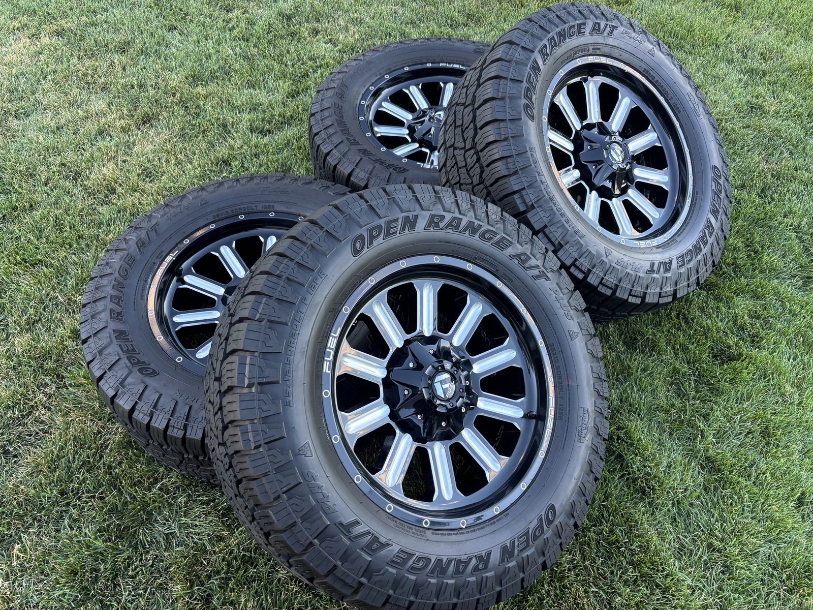 20” Fuel Hardline Wheels 8x170 8 lug 35x12.50R20 Open Range A/T Tires