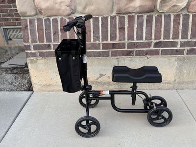 Medical Knee Scooter with Storage Basket - Black