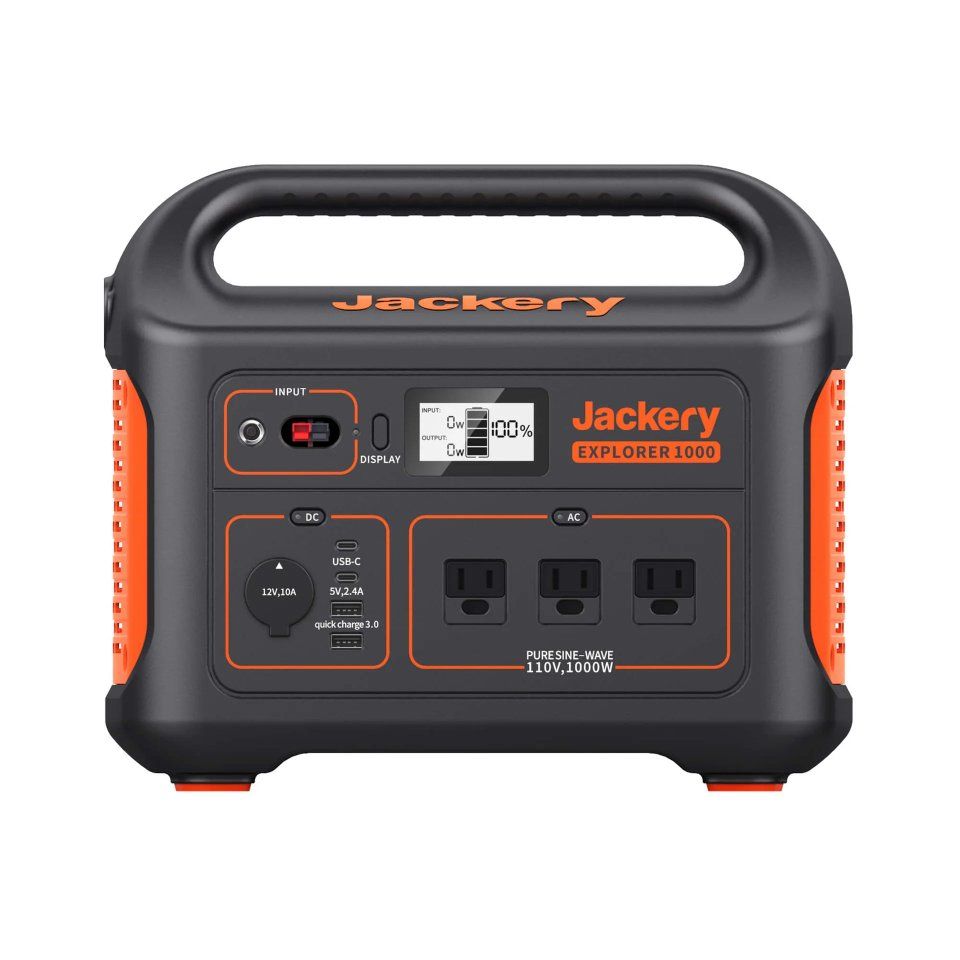 Jackery Explorer 1000 Portable Power Station 1002Wh Solar Generator with AC/Car Charger Cables
