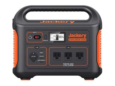 Jackery Explorer 1000 Portable Power Station 1002Wh Solar Generator with AC/Car Charger Cables