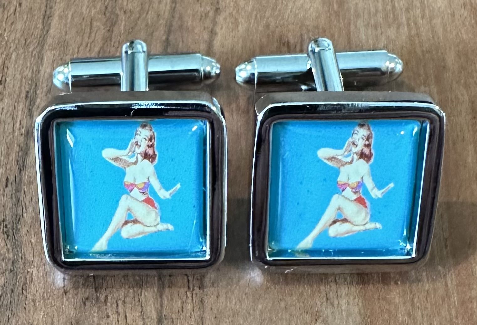 Vintage Retro Pin Up Girl Cufflinks
