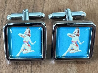Vintage Retro Pin Up Girl Cufflinks