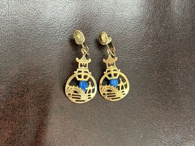 Decorative Gold Colored Earrings - Vintage