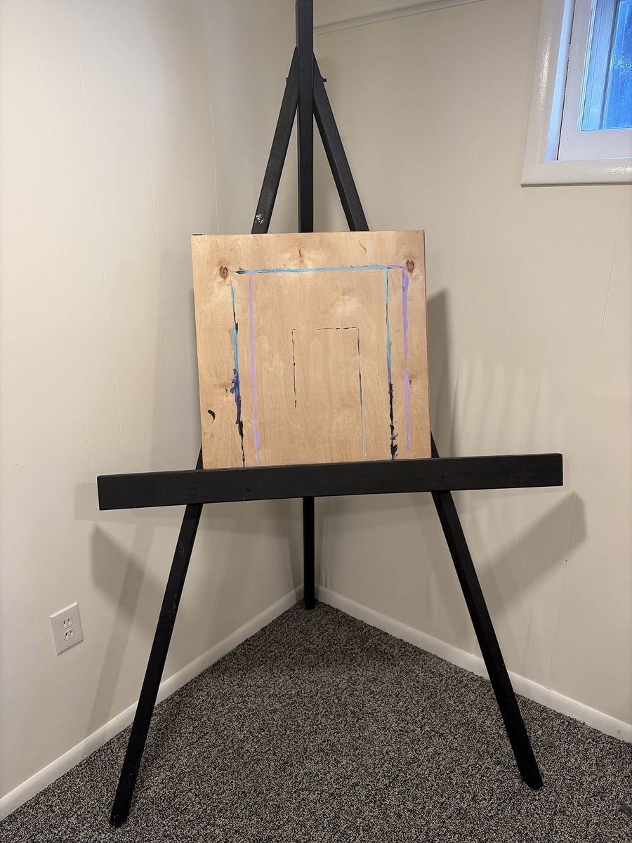 Homemade Wooden Art Easel - Sturdy Tripod Design, Adjustable Display for Canvases & Boards, Black Finish