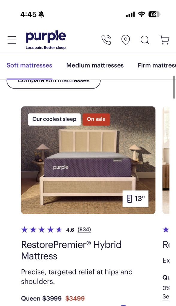 Purple RESTORE PLUS FIRM Mattress