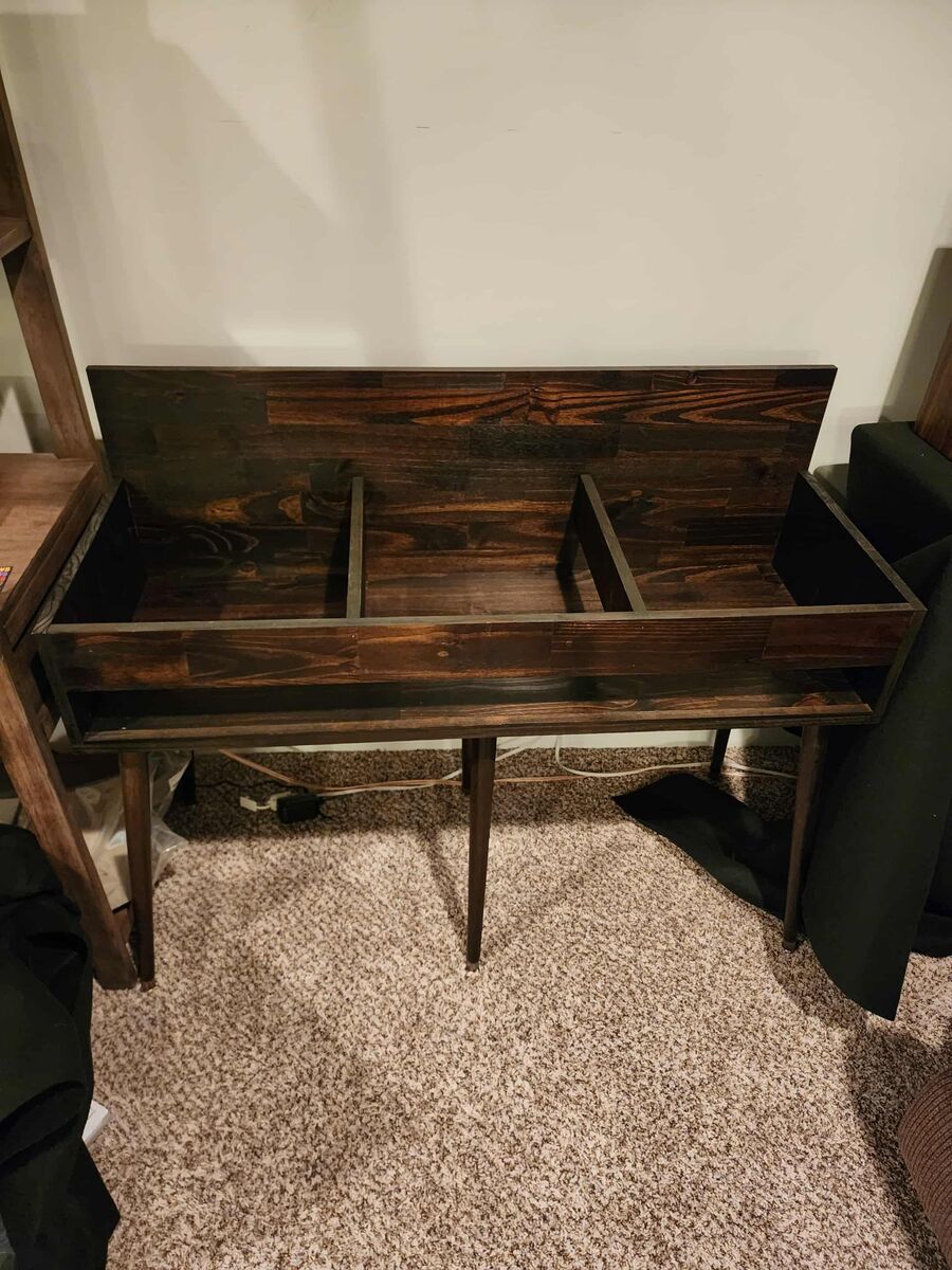 Beautiful Custom-Made Wood Vinyl Record Triple Display Stand