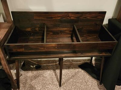 Beautiful Custom-Made Wood Vinyl Record Triple Display Stand