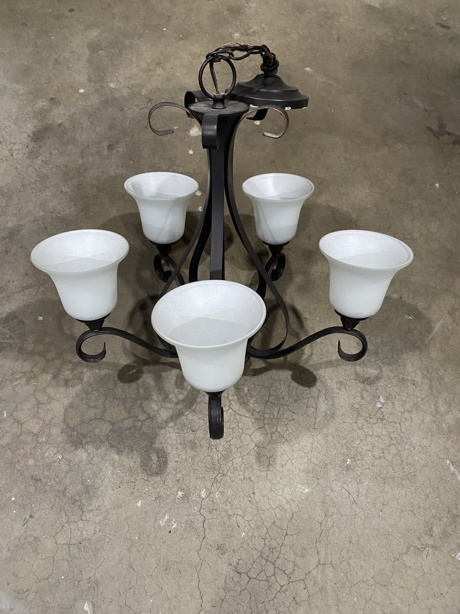 5-Light Chandelier + Matching Ceiling Light Fixtu