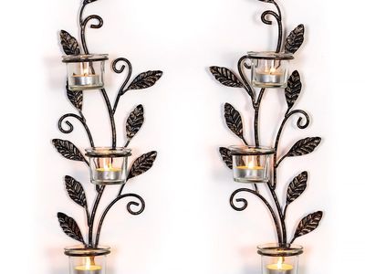 Wall Sconces Candle Holder - Wall Candle Holder Black Tea Light Candle Sconce Vintage Wall Sconce Set of 2