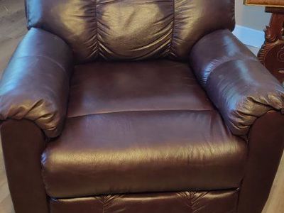 Brown Leather Recliner - Manual Reclining Armchair