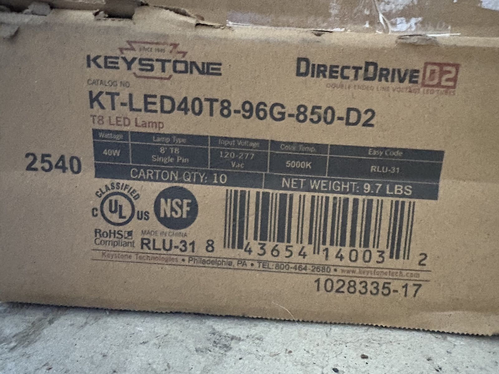 8ft LED Retrofit Bulbs Single Pin