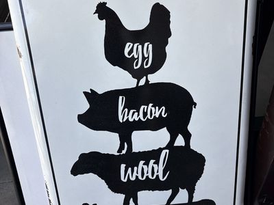 Farmhouse Style Animal Stack Egg Bacon Wool Milk Metal Sign Wall Decor