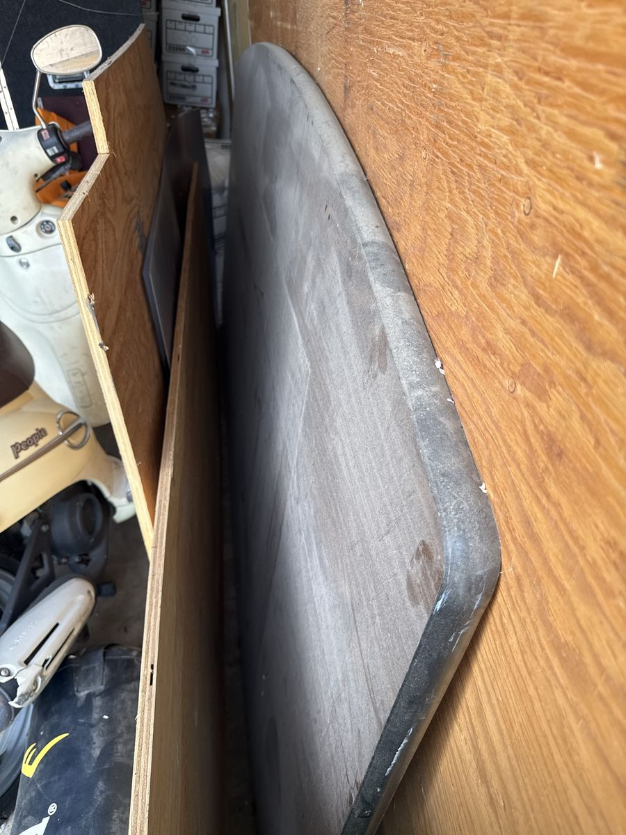 Used Large long conference type Table Top with Metal Folding Legs - Brown, Good Condition