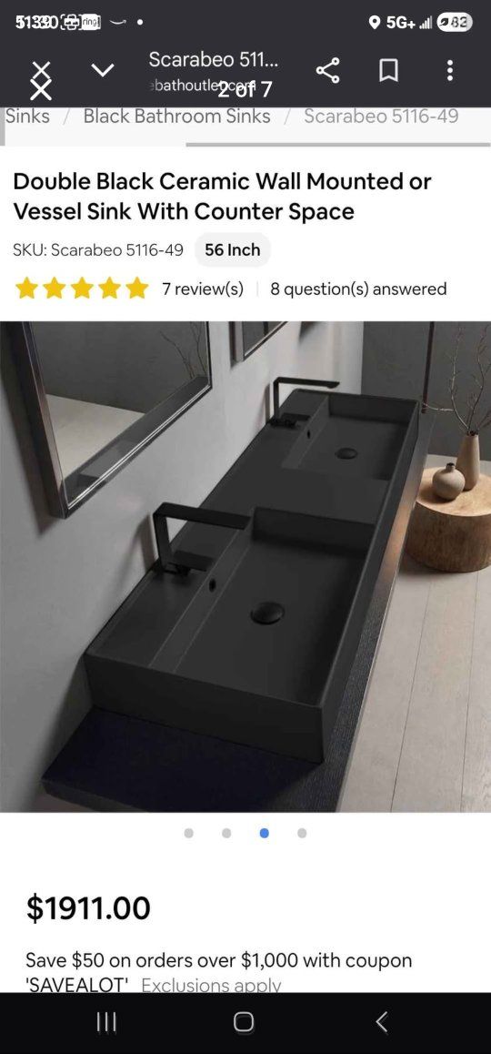 High End Black Large Sink