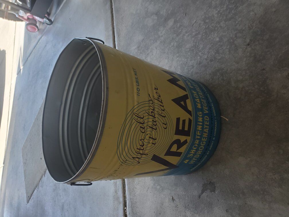 vintage large shortening barrel