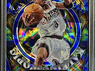 Allen Iverson Kaleidoscopic Blue Prizm Philadelphia Sixers 2024-25 Panini Prizm Black #006/125