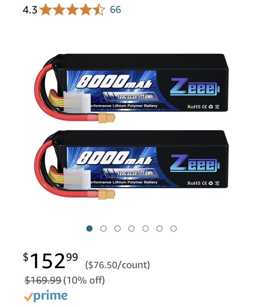 Zeee 6S 8000mAh RC Lipo Batteries