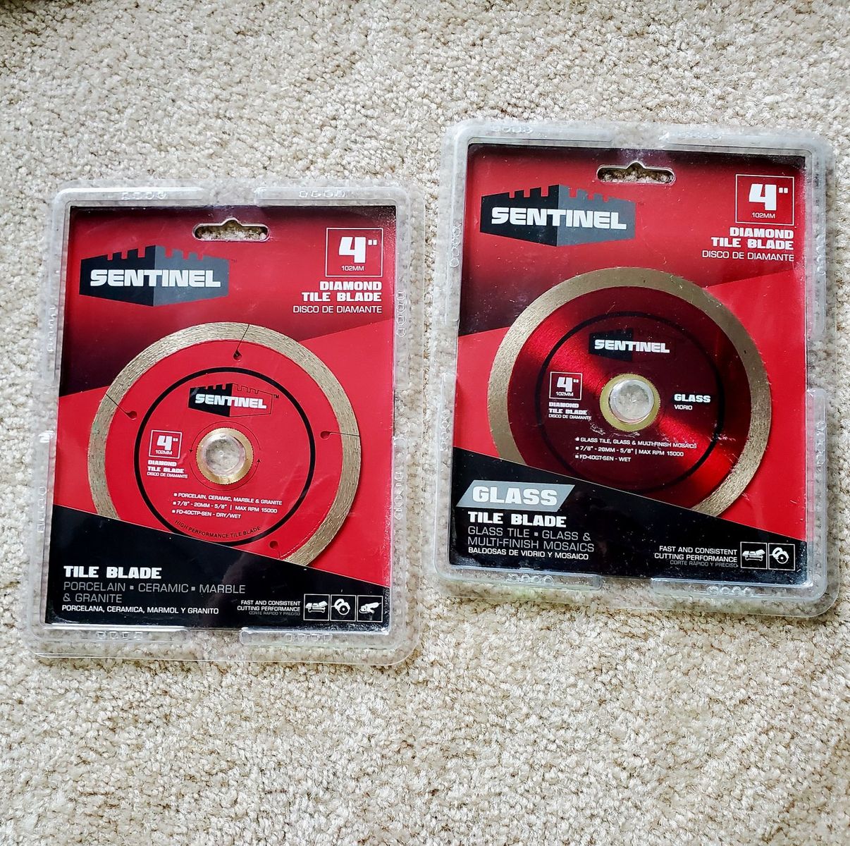 Sentinel 4" Diamond Tile Blades: Porcelain/Ceramic/Marble/Granite & Glass/Multi-Finish Mosaics