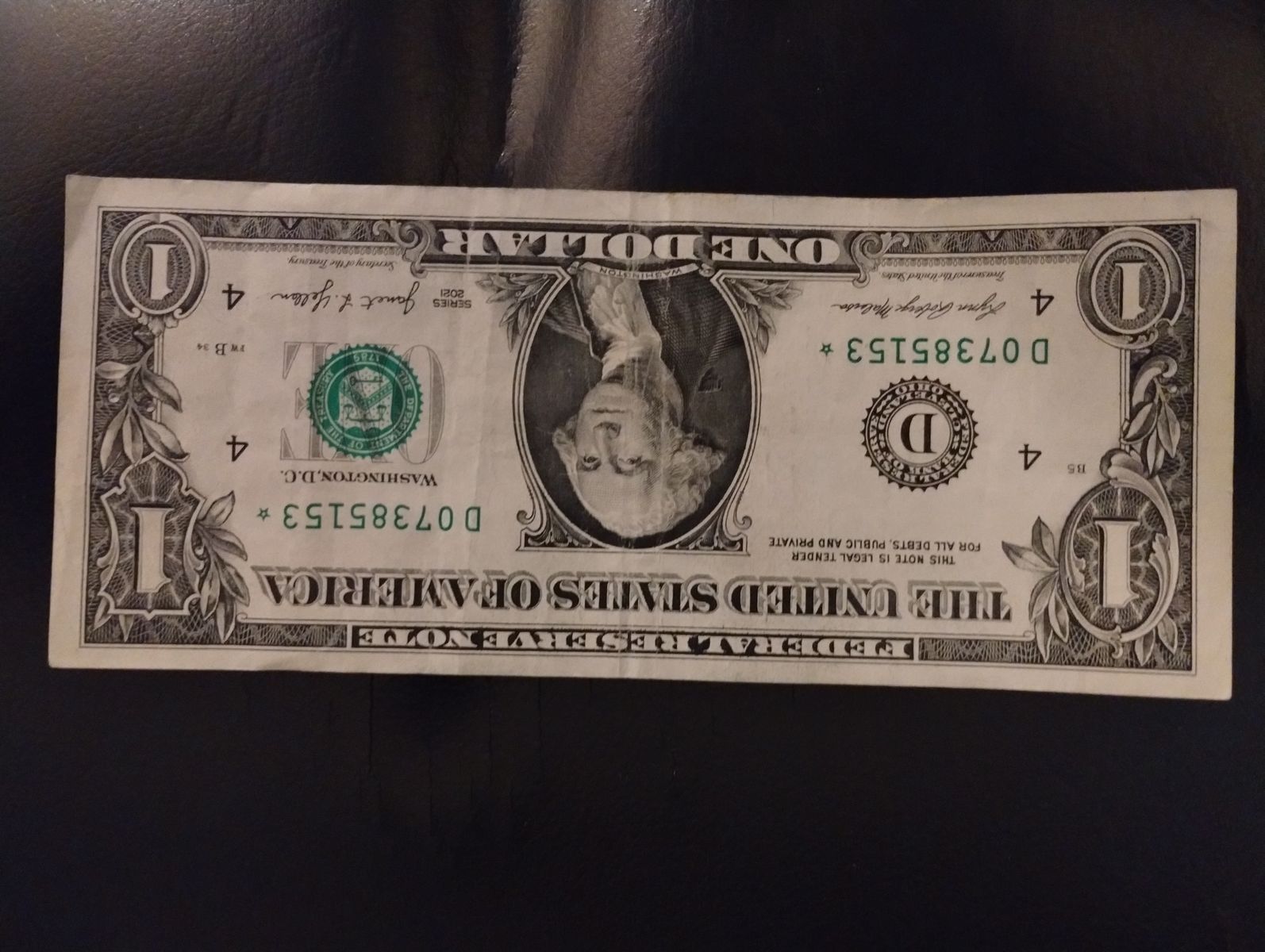 One Dollar U.S. Star note with serial number beginning with 0.