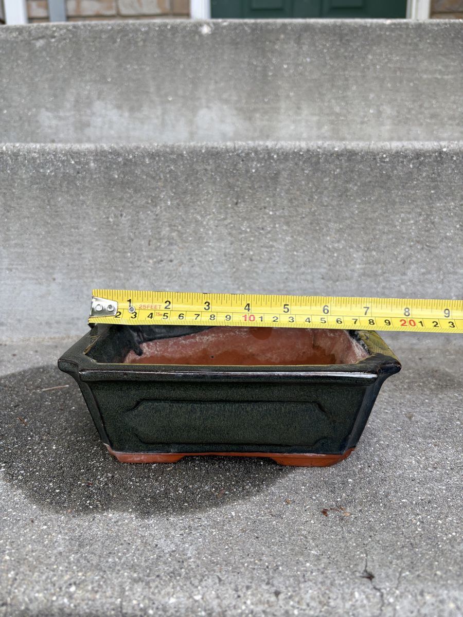 Bonsai Pot – Dark Green Rectangle (6–7”)