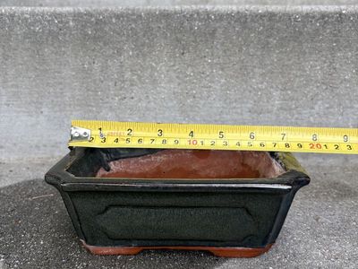Bonsai Pot – Dark Green Rectangle (6–7”)