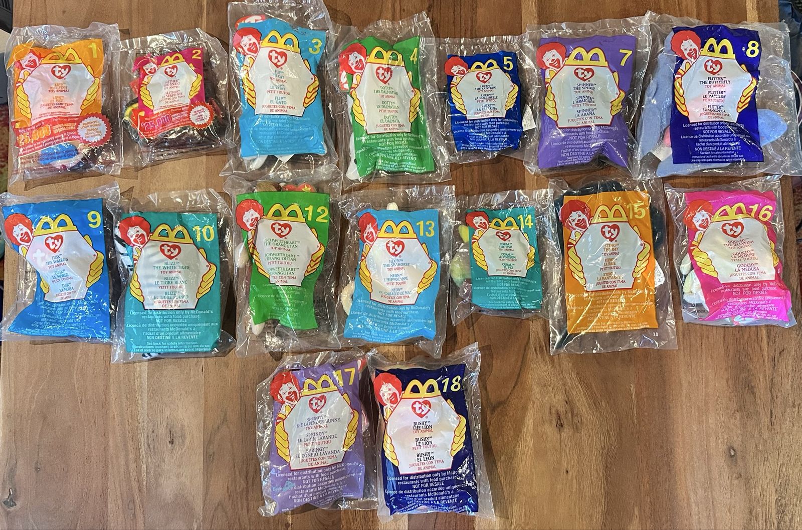 McDonald’s TY Teenie Beanie Babies 2000 Collection – 18 Sealed (Missing Only #6 & #11)