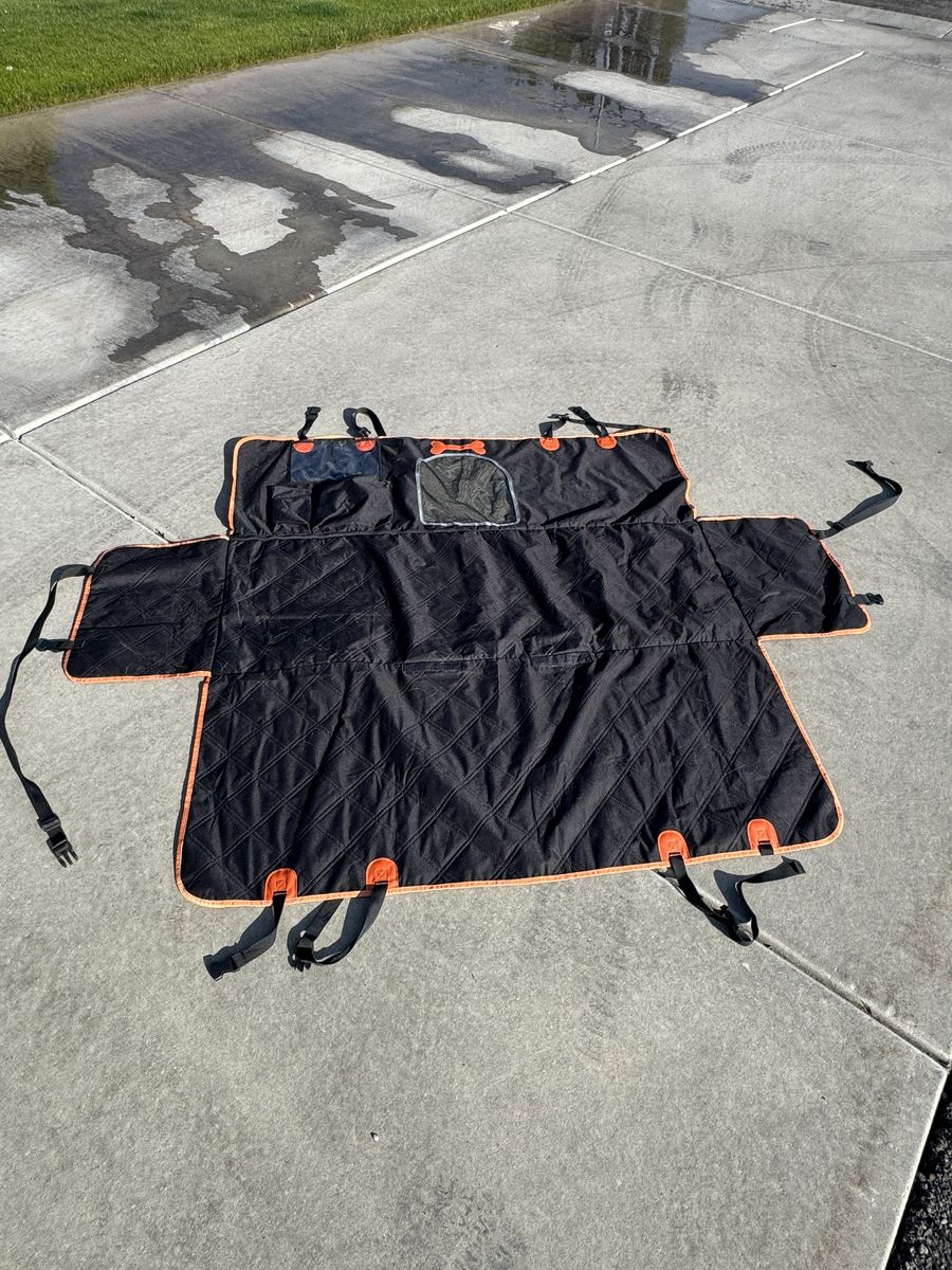 Dog Car Seat Cover Hammock with Side Flaps and Pockets for Back Seat
