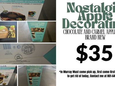 Nostalgia Chocolate & Caramel Apple Party Kit - New, 16oz Melting Pot & Lazy Susan