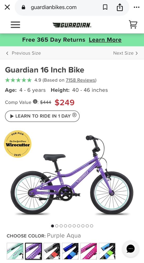 Girls 4-6 Guardian bicycle LIKE NEW