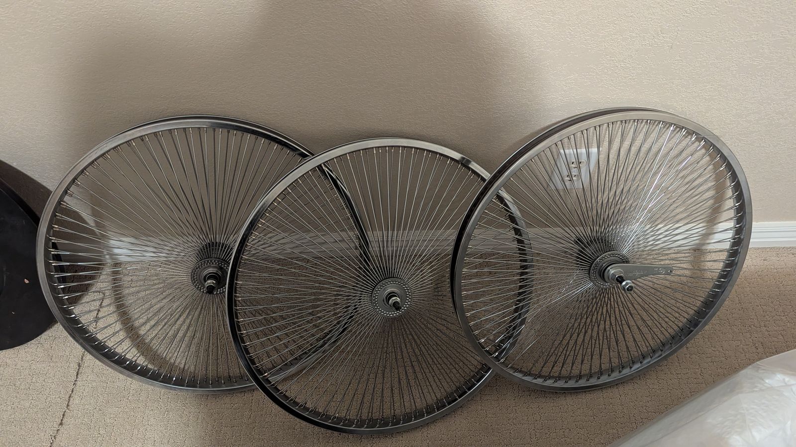 Bike 24" chrome spoke rims 2 fronts and one back/bicycle/lowrider/Schwinn/three wheeler/trike