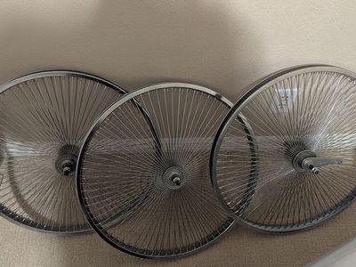 Bike 24" chrome spoke rims 2 fronts and one back/bicycle/lowrider/Schwinn/three wheeler/trike