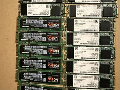 Used SSD Lot: Samsung 860 EVO, Intel 760P Series, Kingston & Crucial 256GB/128GB M.2 SSDs