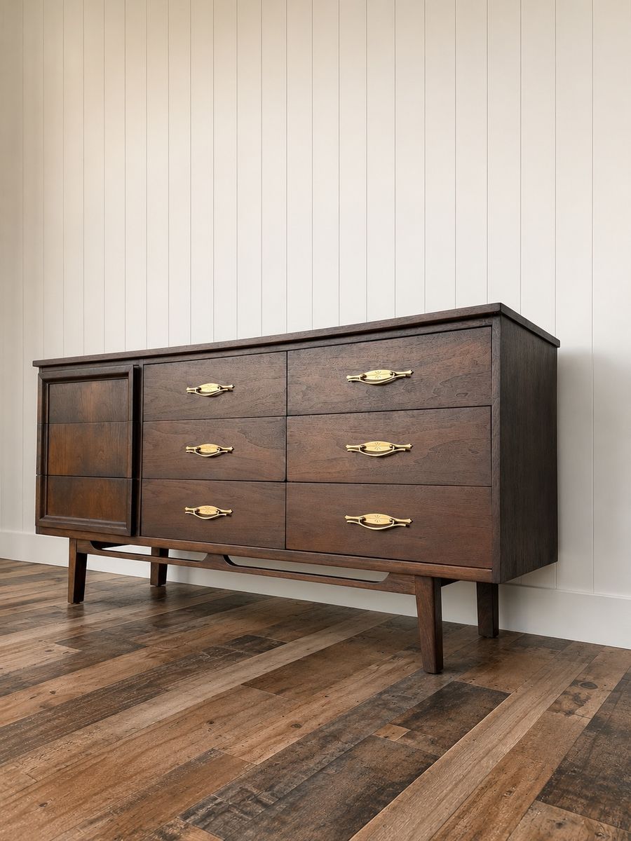 Walnut Mid Century Modern Dresser